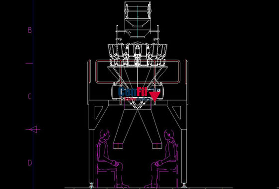 冷凍食品2.5KgのためのMultiheadの重量を量る機械Multiheadの計重機は手動で集まる