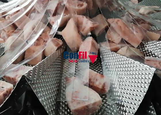 冷凍食品のためのMultiheadの重量を量る機械Multiheadの計重機はポーク防水充填機をさいの目に切った