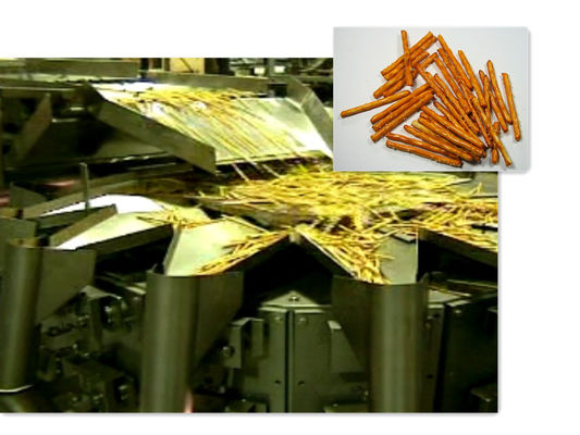 プレッツェルの棒および棒の形プロダクトのためのMultiheadの重量を量る機械Multiheadの計重機