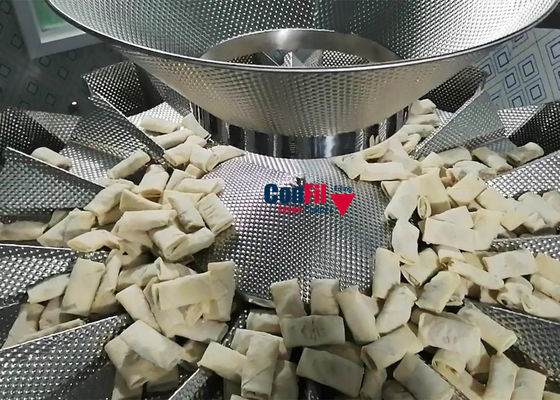 充填機を数える冷凍食品の春巻のためのMultiheadの重量を量る機械Multiheadの計重機